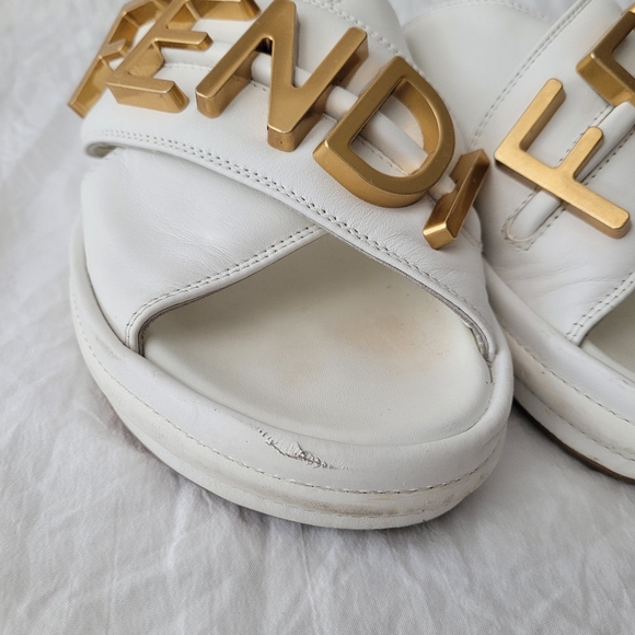 Fendi Fendigraphy Leather Slides - Picture 4 of 7